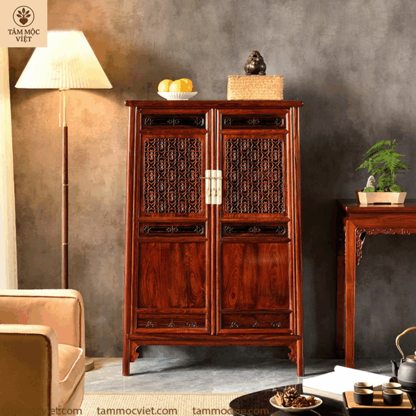 Tủ decor chữ A cao cấp gỗ hương