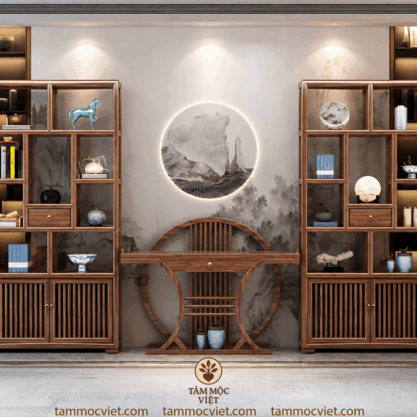 Tủ bày đồ decor gỗ hương cao cấp