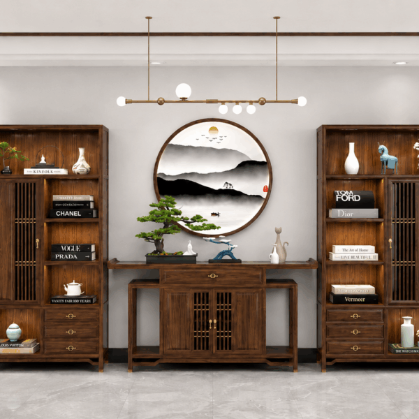 Hệ tủ bày đồ decor gỗ hương