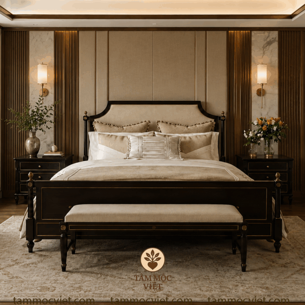 Phòng ngủ Á Đông đương đại 25m² gỗ gõ đỏ tự nhiên cao cấp
