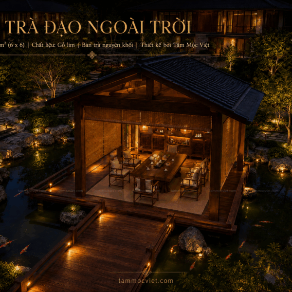 Lầu trà đạo 36m2 gỗ lim