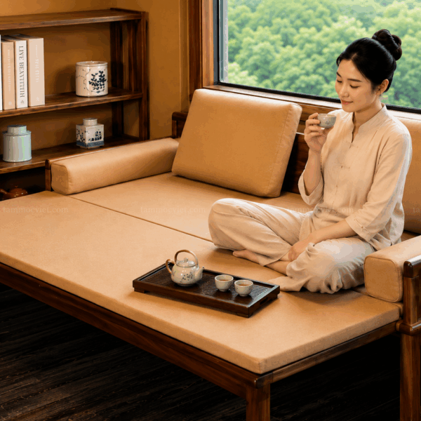 SẬP TRÀ ĐA DỤNG GỖ HƯƠNG 2 TRONG 1 – SẬP TRÀ KIÊM GIƯỜNG NGHỈ