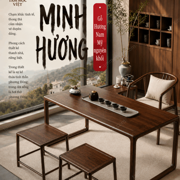 Setup trà thất mini 3m2 gỗ hương – Giải pháp thưởng trà tinh gọn cho không gian nhỏ