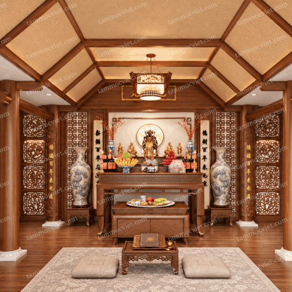 Phòng Thờ Gỗ Gõ Đỏ Hiện Đại 35m² Đẹp | Tâm Mộc Việt
